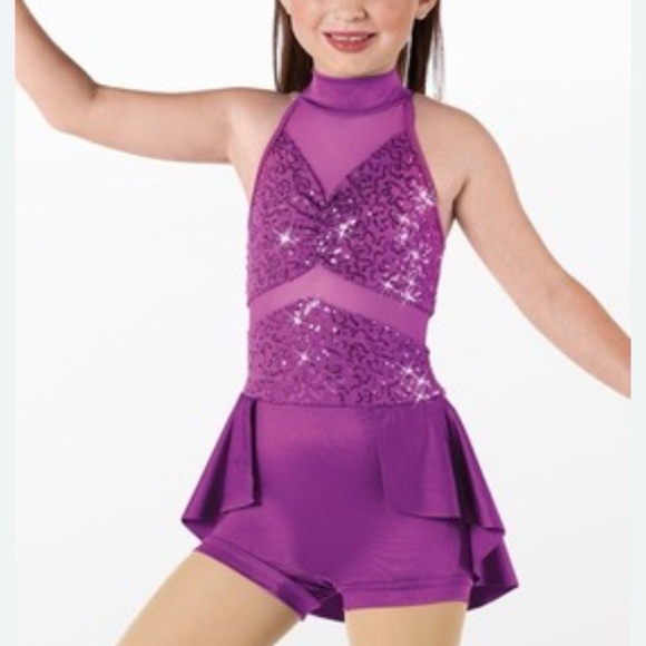 Weissman Tap/Acro Dance Costume. Purple Sequin Biketard. Worn Once med - Picture 1 of 7